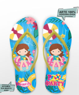 Chinelo Personalizado Infantil Pool Party COD 9892 - Brasil pé